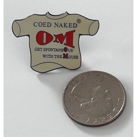 Vintage Odyssey of the Mind Coed Naked OM Pin Shirt Get Spontaneous With The Mou - Picture 2 of 3
